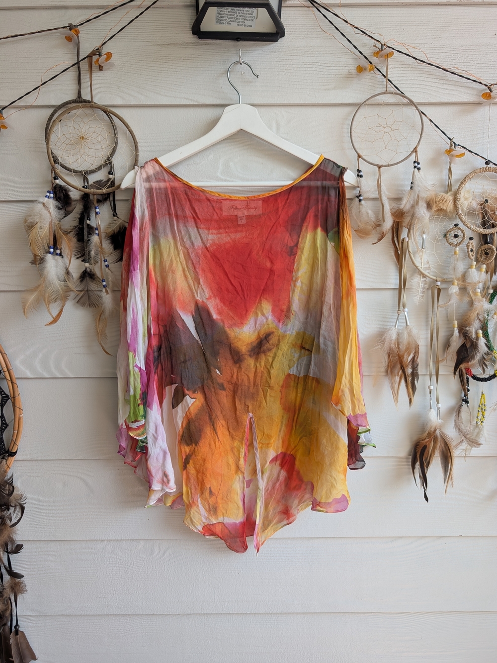 Fifteen Twenty Silk Multicolor Floral Tie-Dye Tunic Top S